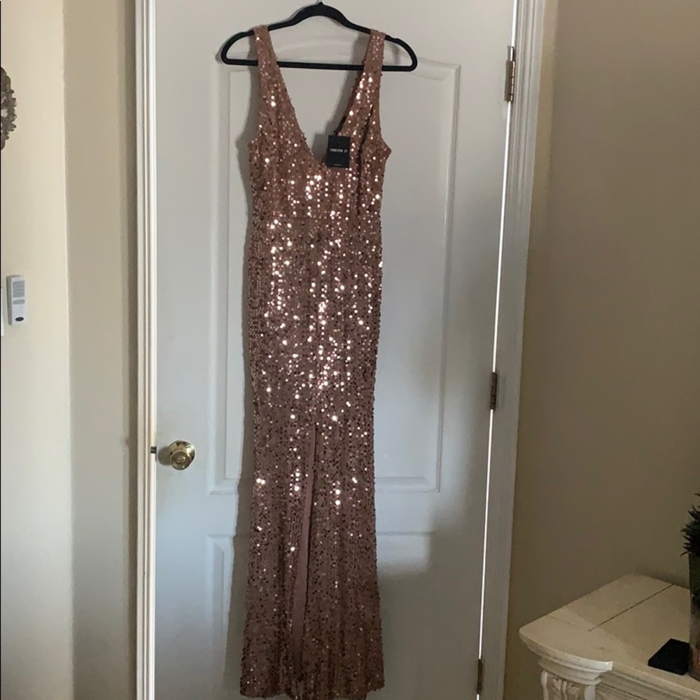 Rose gold sequin dress